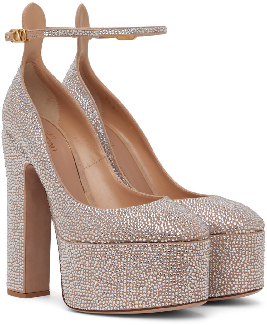 Tan top platform pumps