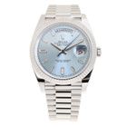 Rolex Day-Date 40 Ice-Blue Baguette Dial Mens Platinum President Watch M228236-0006