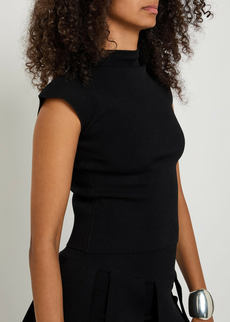 A.W.A.K.E Mode Cap-sleeve Close-knit top Black