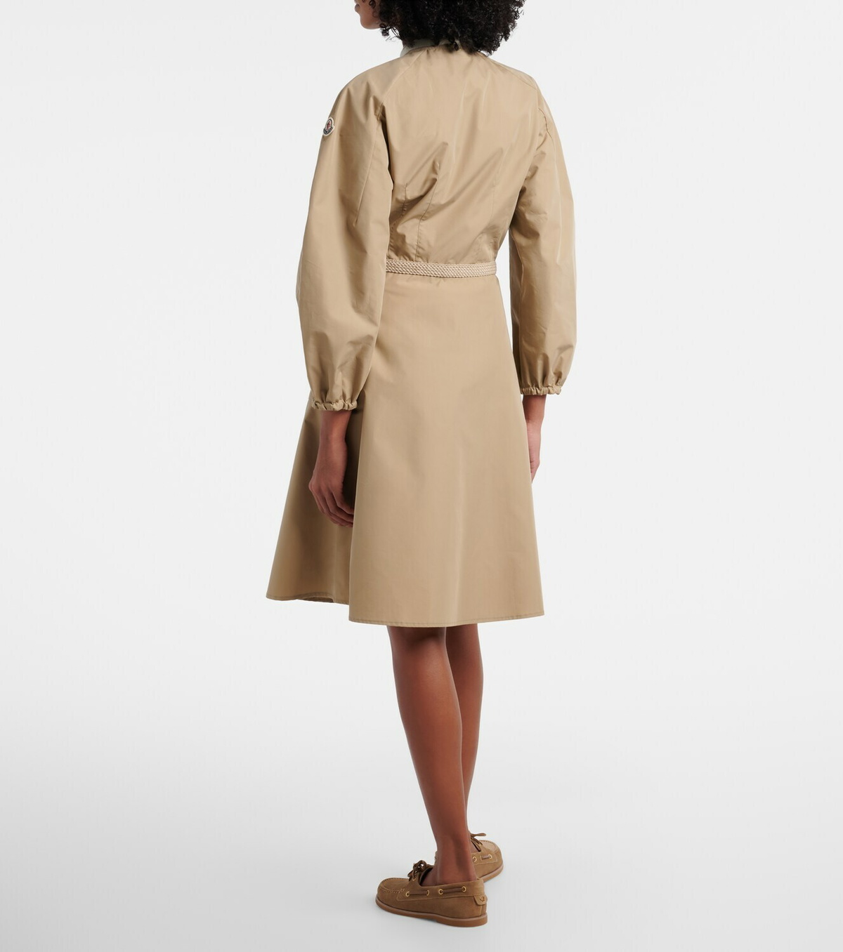 Moncler Belted cotton-blend poplin midi dress