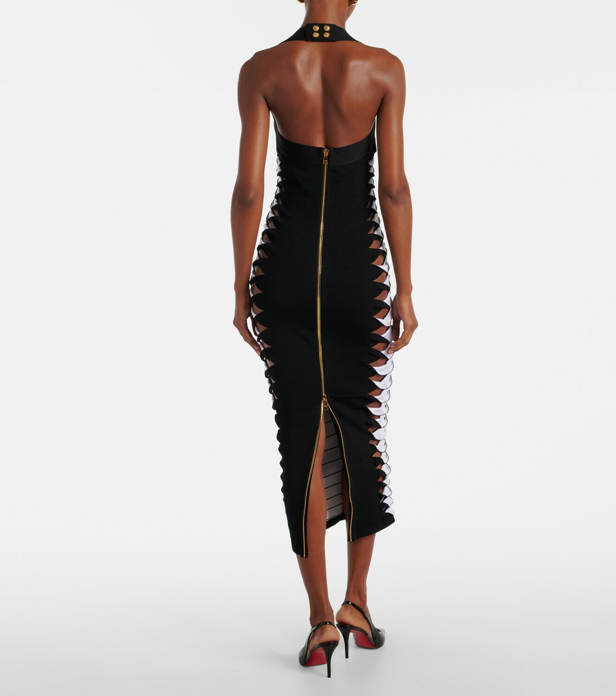 Balmain Cutout halterneck jersey midi dress