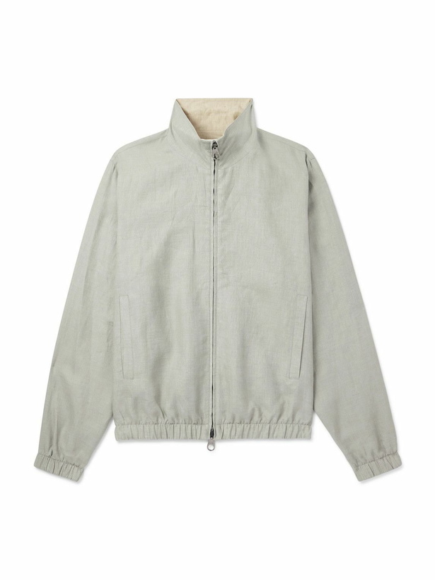 Photo: Loro Piana - Reversible Linen Bomber Jacket - Gray