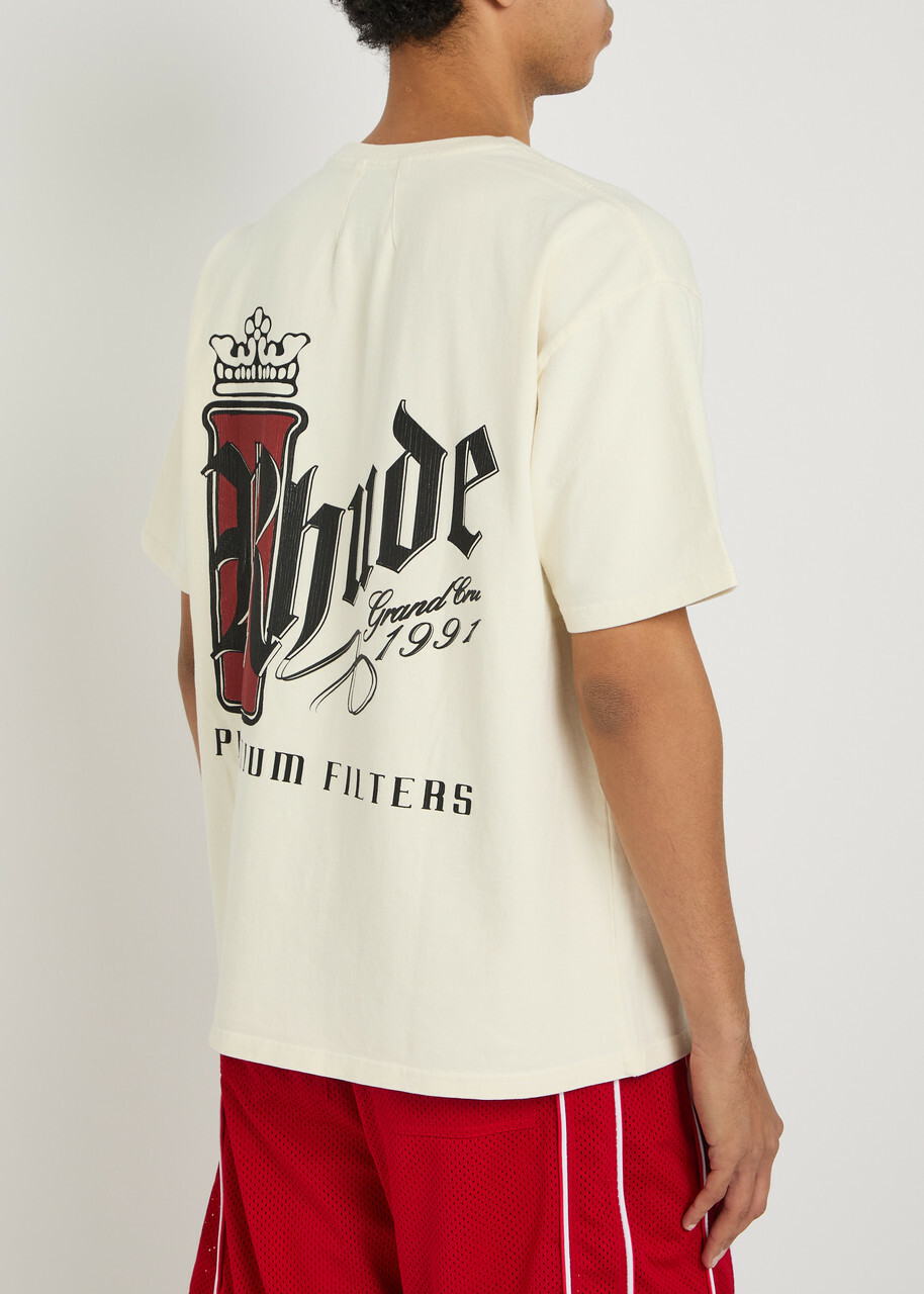 Rhude Fumar Printed Cotton T-shirt White