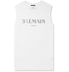 Balmain - Metallic Logo-Print Cotton-Jersey Tank Top - Men - White