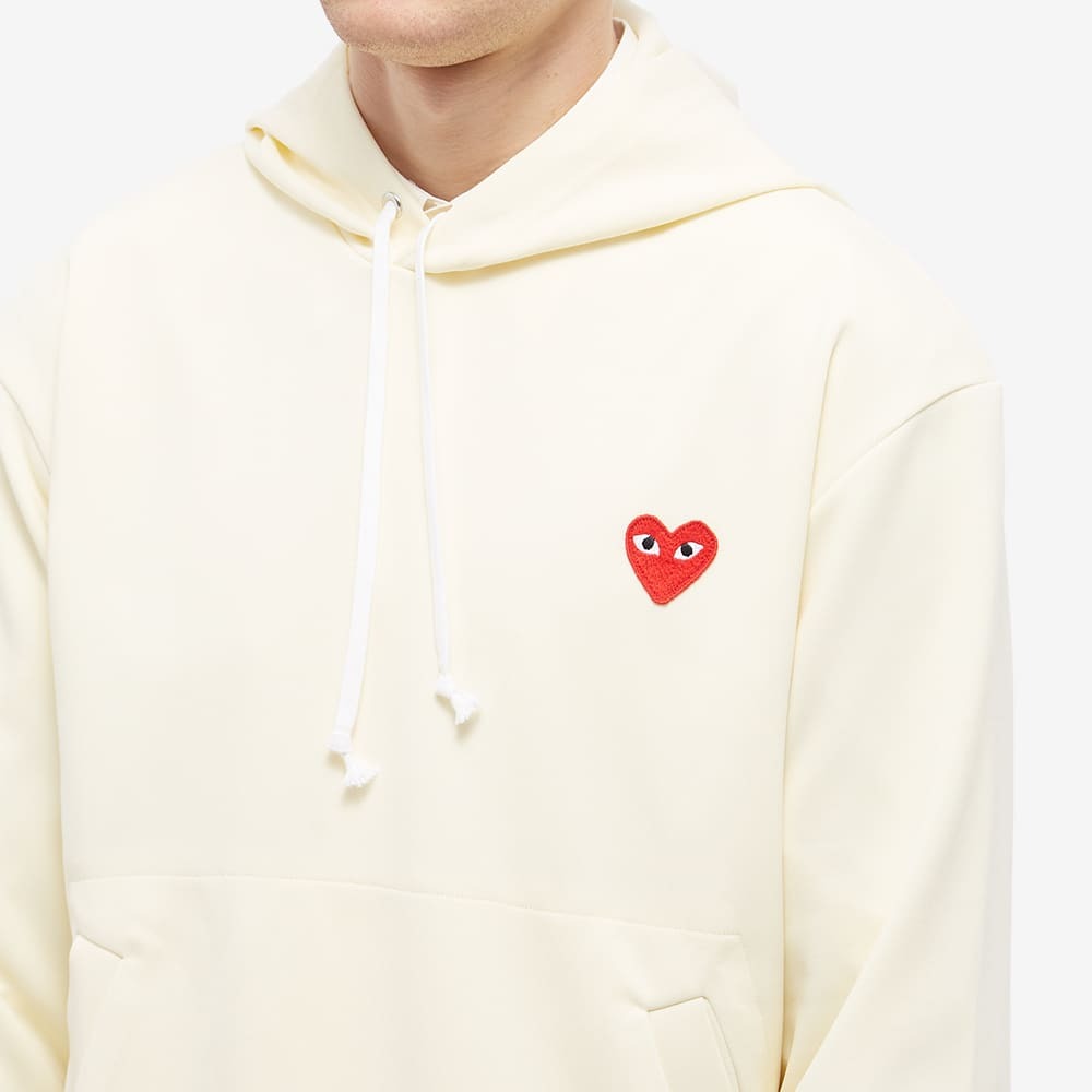 Comme des Garçons Play Men's Red Heart Pullover Hoodie in Ivory