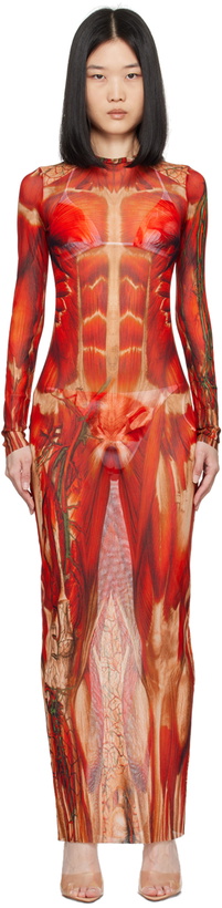 Photo: Jean Paul Gaultier Red 'The Écorché' Maxi Dress