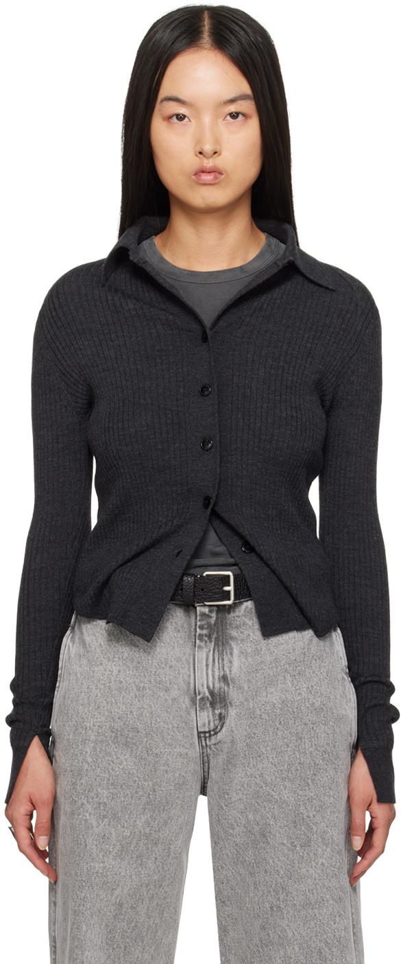 mfpen Gray Knitted Collar Cardigan