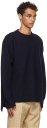 Jil Sander Navy Wool Crewneck Sweater