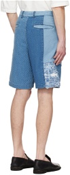 FDMTL Blue Patchwork Shorts