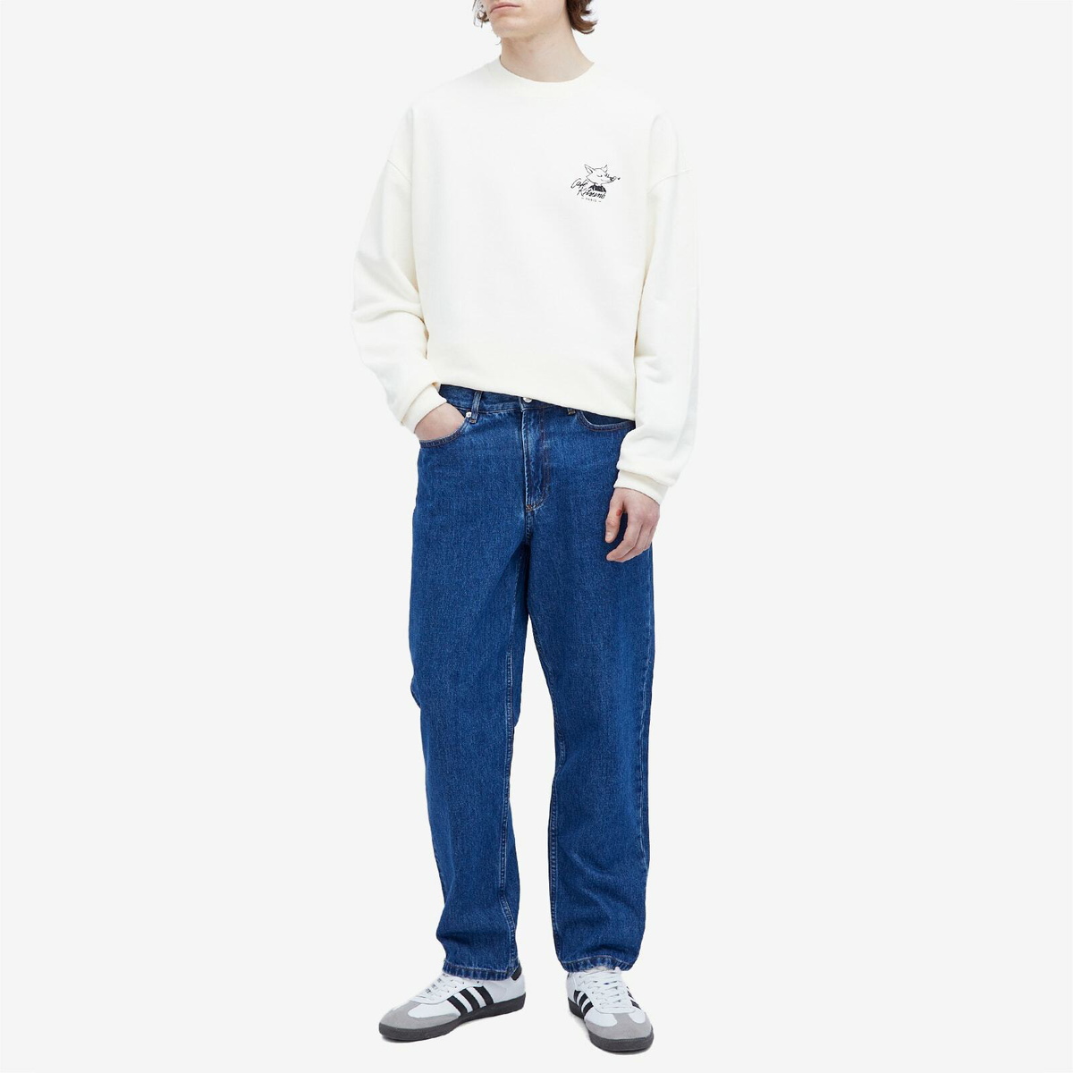 【送料関税込】Cafe Kitsune Fox Relax Sweater Cafe Kitsune Men's Café Kitsune Fox Relax Sweater in Tapioca