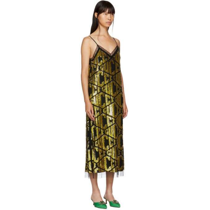 Gucci Black Sequin GG Lingerie Dress Gucci