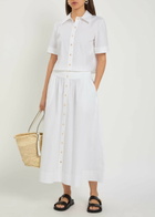Tory Burch Romy Stretch Cotton-poplin Midi Skirt White