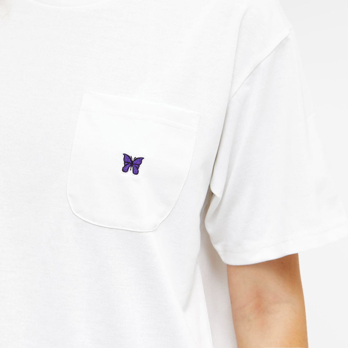 Needles Women's Pocket T-Shirt in White Needles