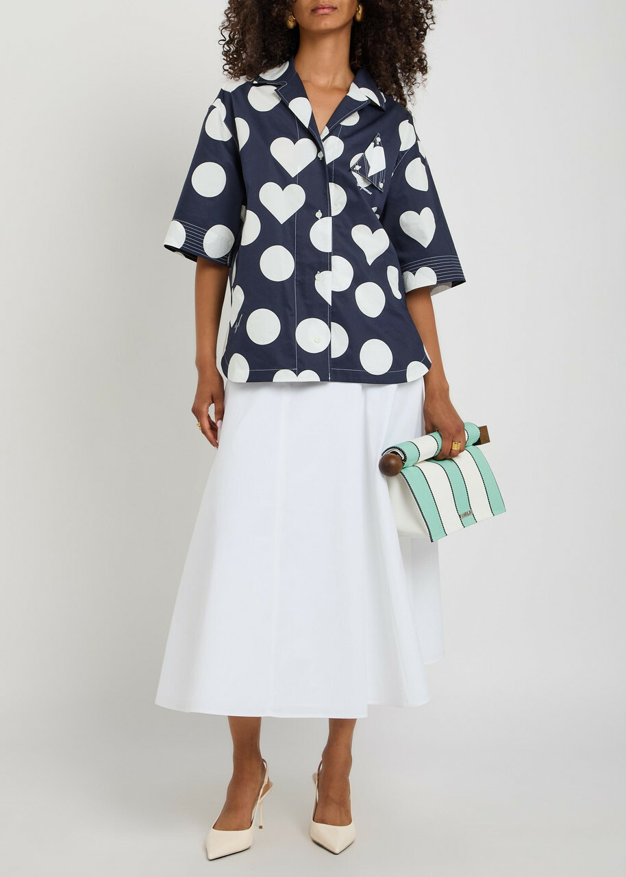 Jacquemus La Chemise Marin Polka dot Cotton-poplin Shirt Navy