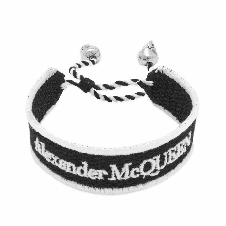Photo: Alexander McQueen Men's Woven Logo Bracelet in Black/White