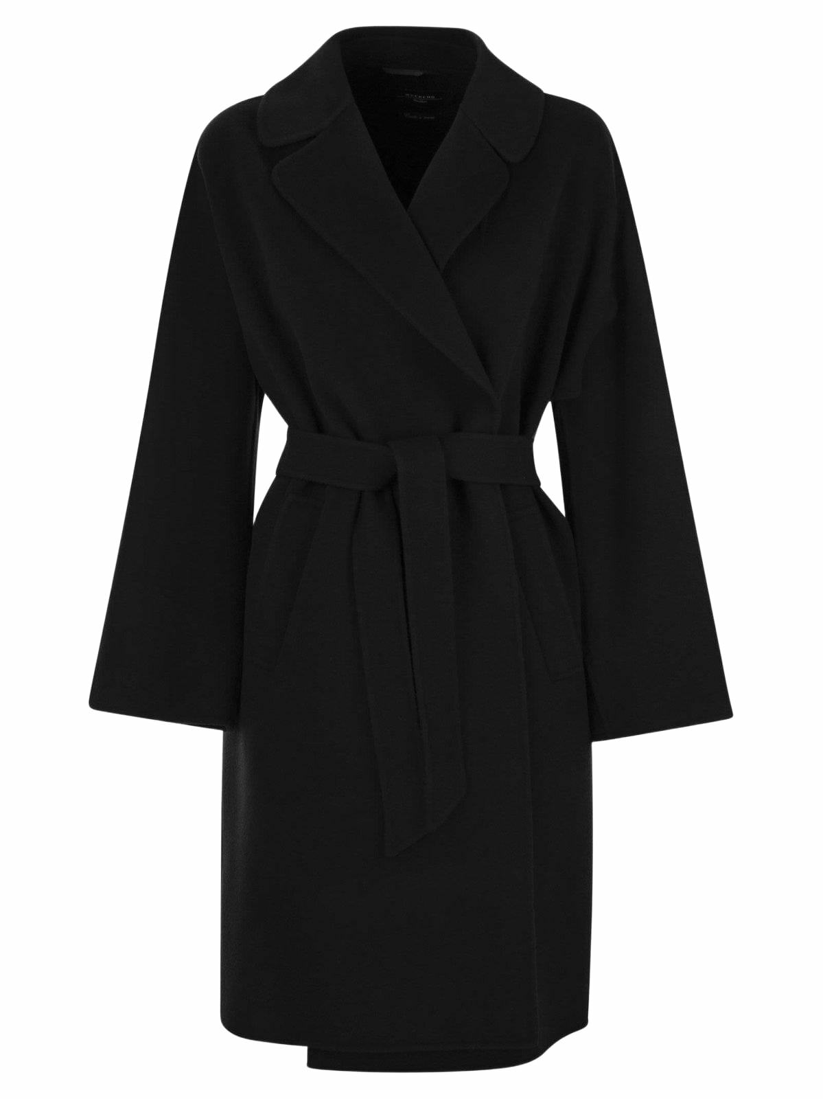 コート Weekend Max Mara Black wool blend Civada coat Double-faced wool-blend robe coat, black | Weekend Max Mara