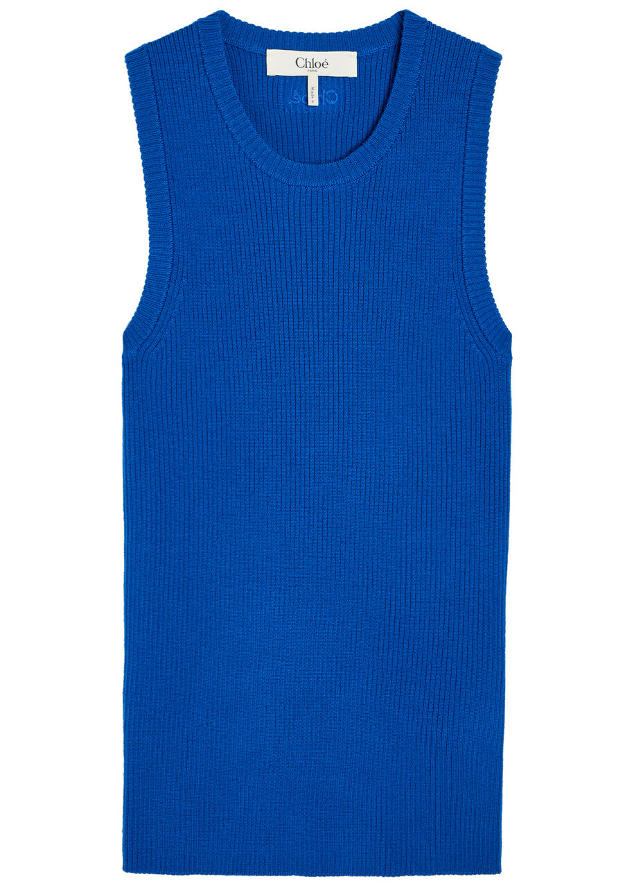 Chloe Ribbed Wool Tank top Blue