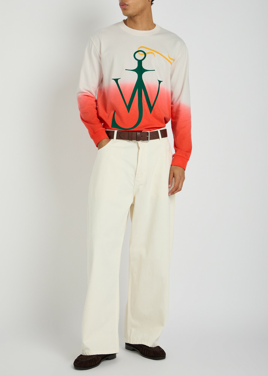 JW Anderson Dip Dye Anchor Embroidered Cotton T-shirt Multicoloured 1