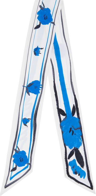 Photo: Marni White & Blue Floral Print Silk Bandeau Scarf