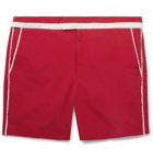 Odyssee - Vallauris Slim-Fit Short-Length Piped Swim Shorts - Red