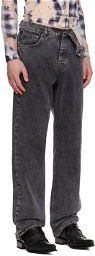 Y/Project Gray Asymmetric Waist Jeans