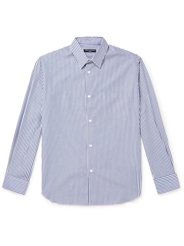 Photo: Comme des Garçons HOMME - Logo-Appliquéd Striped Cotton Shirt - Blue