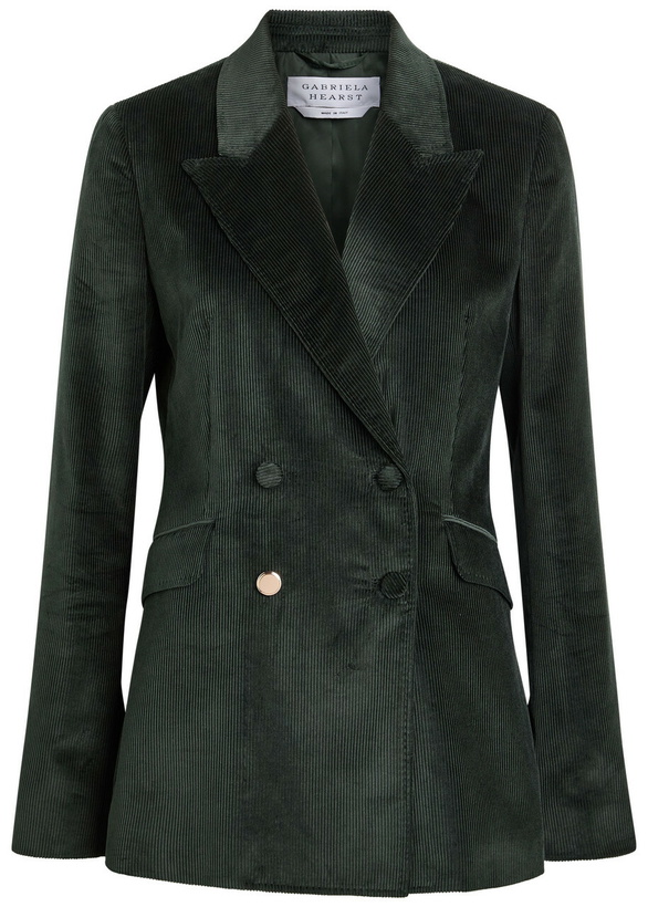 Photo: Gabriela Hearst Angela Double-breasted Corduroy Blazer Green