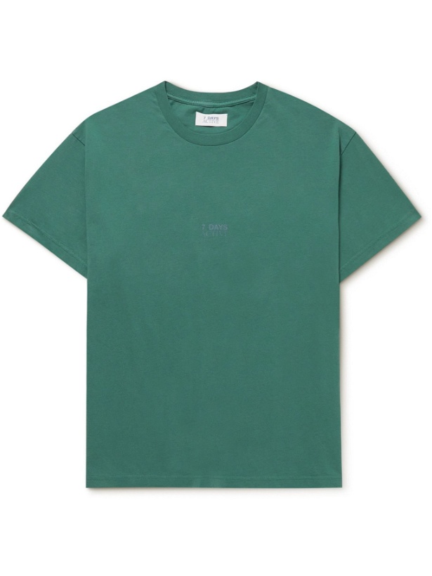 Photo: 7 DAYS ACTIVE - Logo-Print Organic Cotton-Jersey Running T-Shirt - Green