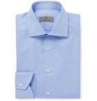 Canali - Cutaway-Collar Houndstooth Cotton Shirt - Blue