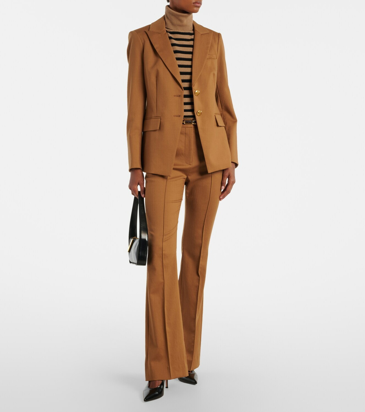 Veronica Beard Gracie belted wool flared pants