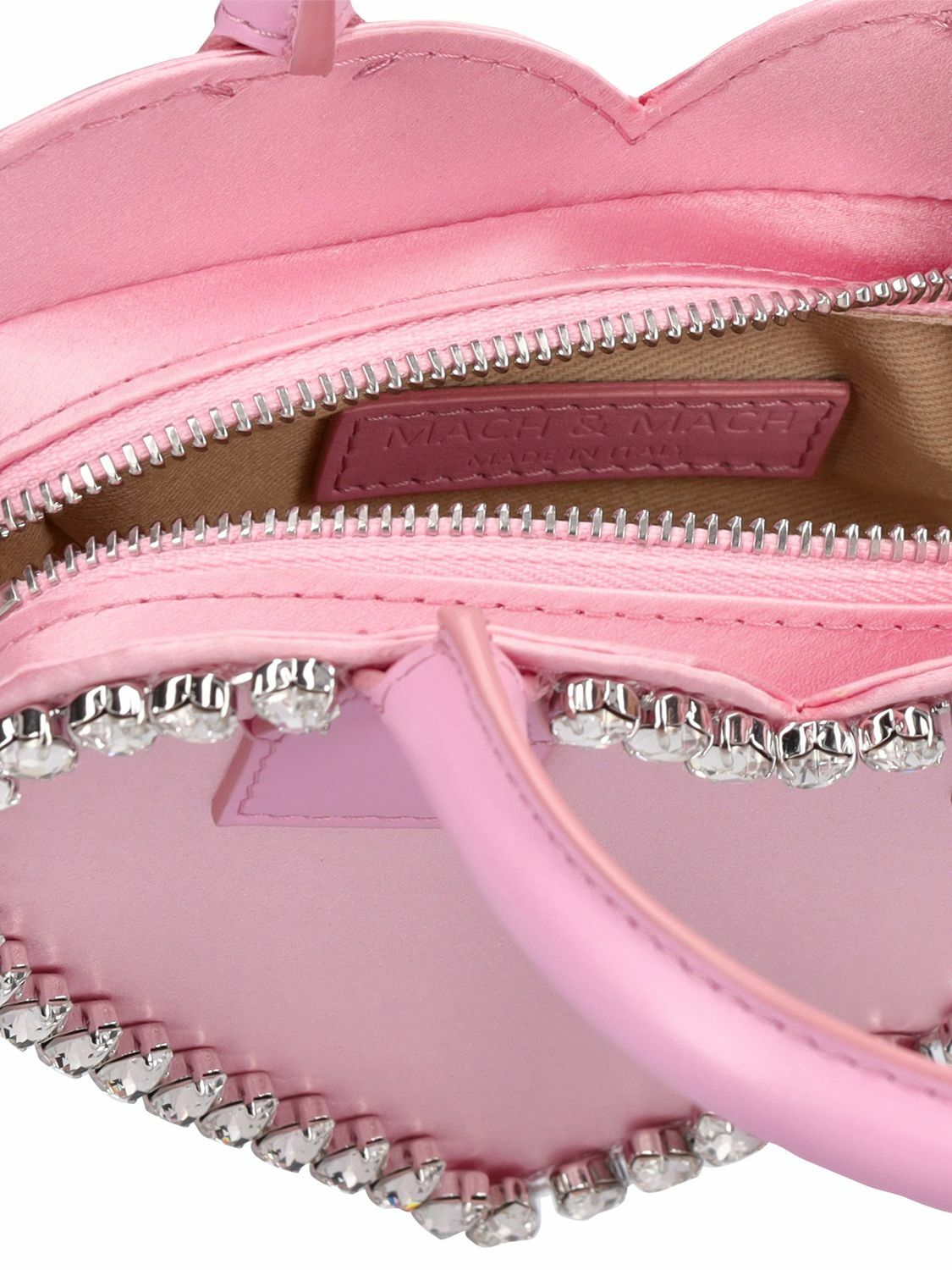 MACH & MACH - Small Audrey Heart Satin Top Handle Bag