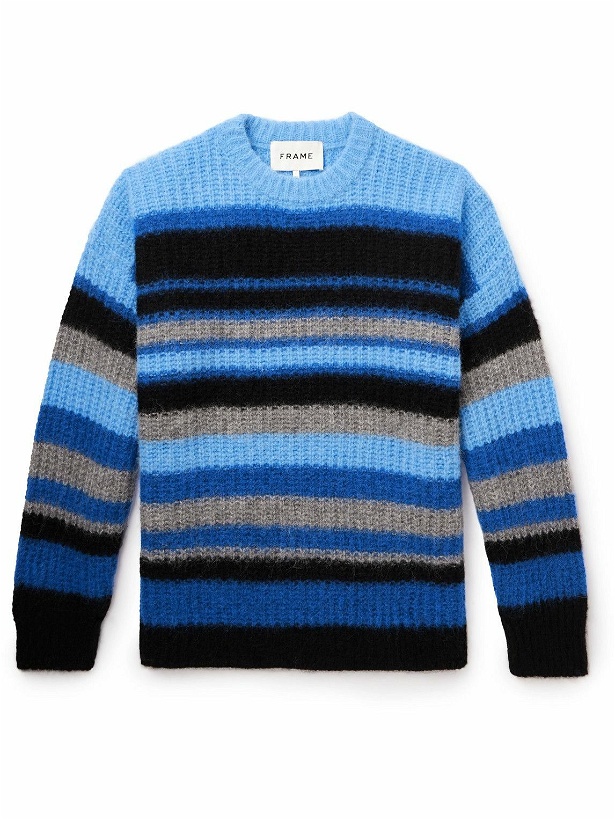 Photo: FRAME - Striped Alpaca-Blend Sweater - Blue