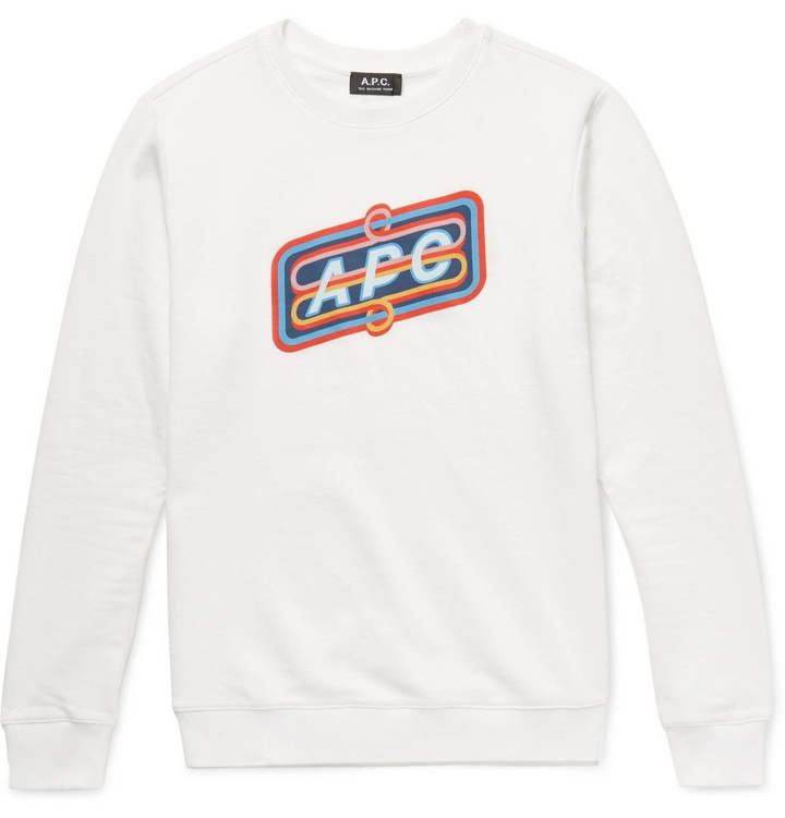 Photo: A.P.C. - Slim-Fit Printed Loopback Cotton-Jersey Sweatshirt - Men - White