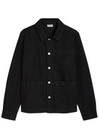 Les Deux Layton Subtle Flower Print Denim Jacket Black