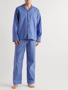 TEKLA - Striped Organic Cotton-Poplin Pyjama Trousers - Blue