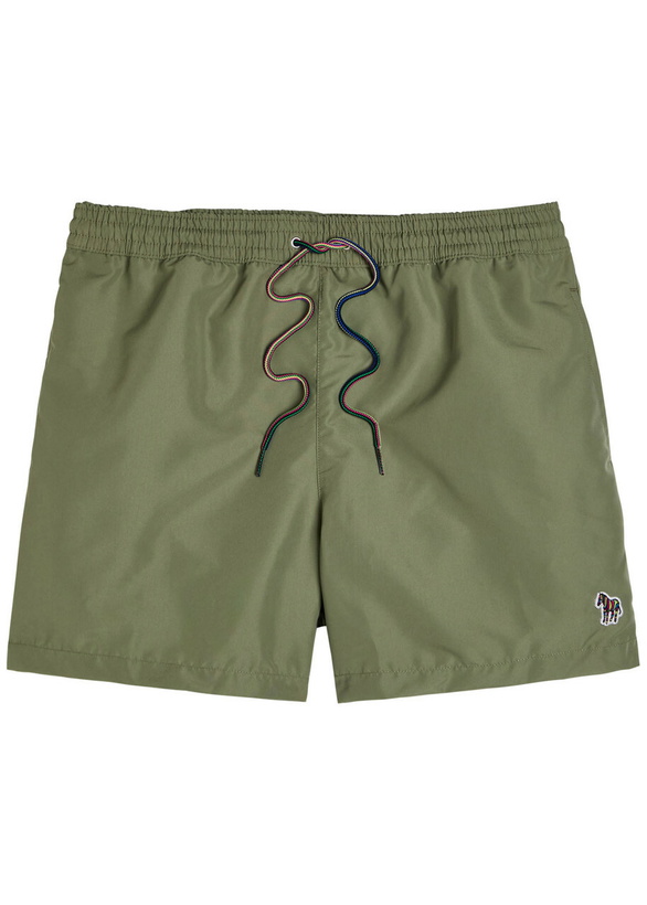 Photo: Paul Smith Zebra-appliquéd Shell Swim Shorts Green