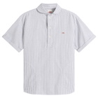 Danton Men's Round Collar Pull Over Shirt in Navy/White Stripe