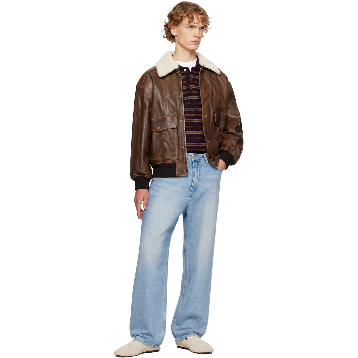 Dunst Brown Detachable A-2 Leather Jacket