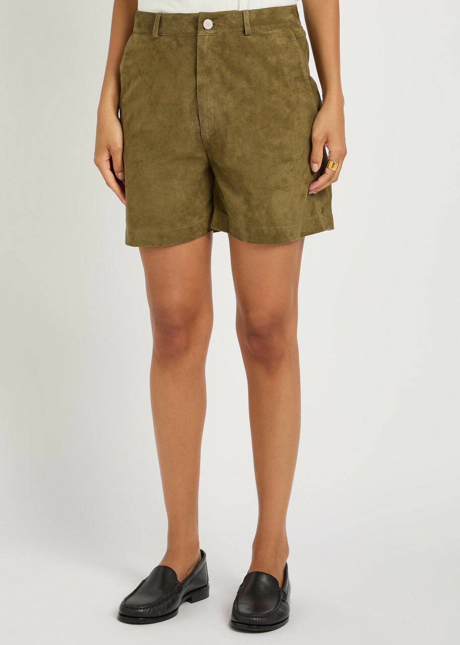 Arma Bobby Suede Shorts Dark Green