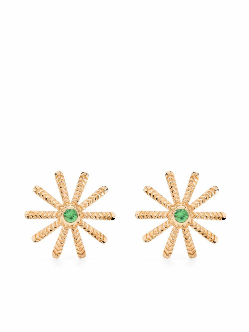 Harwell Godfrey 18K Yellow Gold Tiny Sunflower Tsavorite Stud Earrings