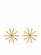 Harwell Godfrey 18K Yellow Gold Tiny Sunflower Tsavorite Stud Earrings