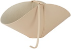 Los Objetos Decorativos Beige Leather Canasta Catchall Basket