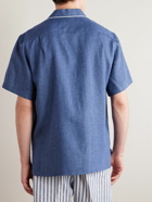 Loro Piana - Camp-Collar Slub Linen Shirt - Blue