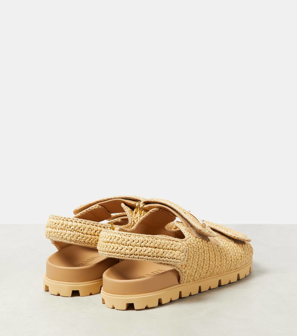 Prada Monolith crochet raffia-effect sandals Prada