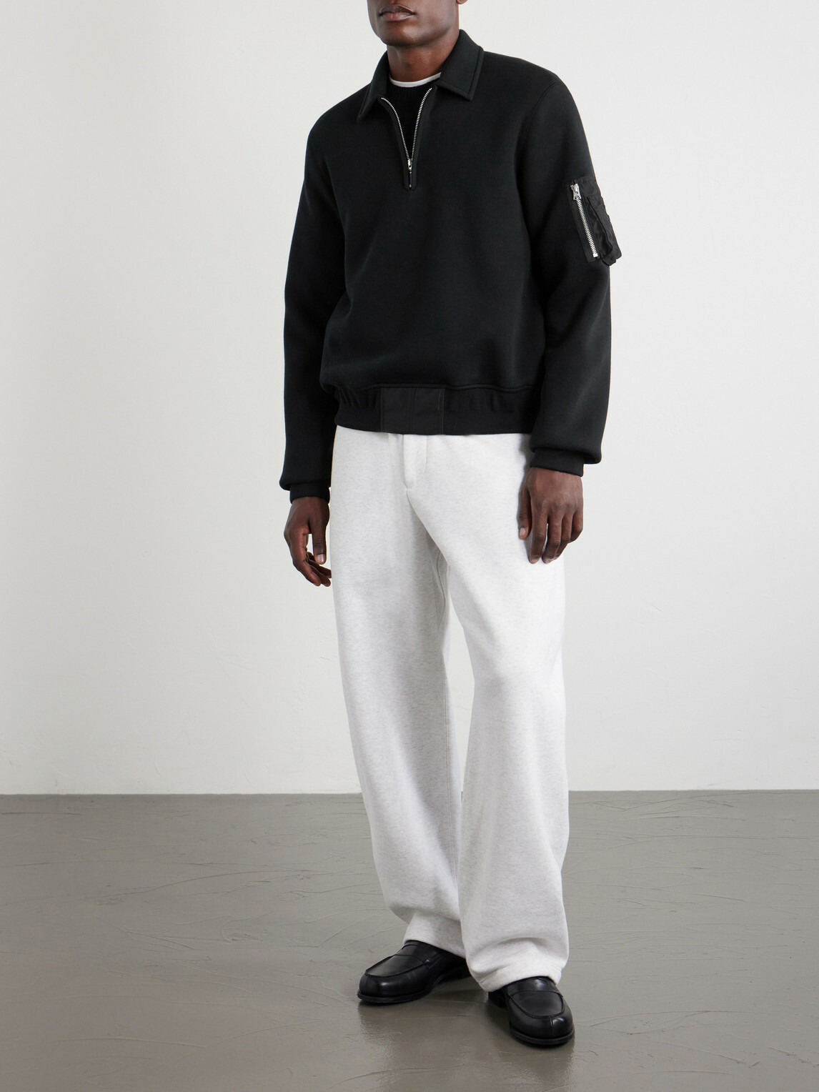 Sacai - Cotton-Blend Half-Zip Sweater - Black Sacai
