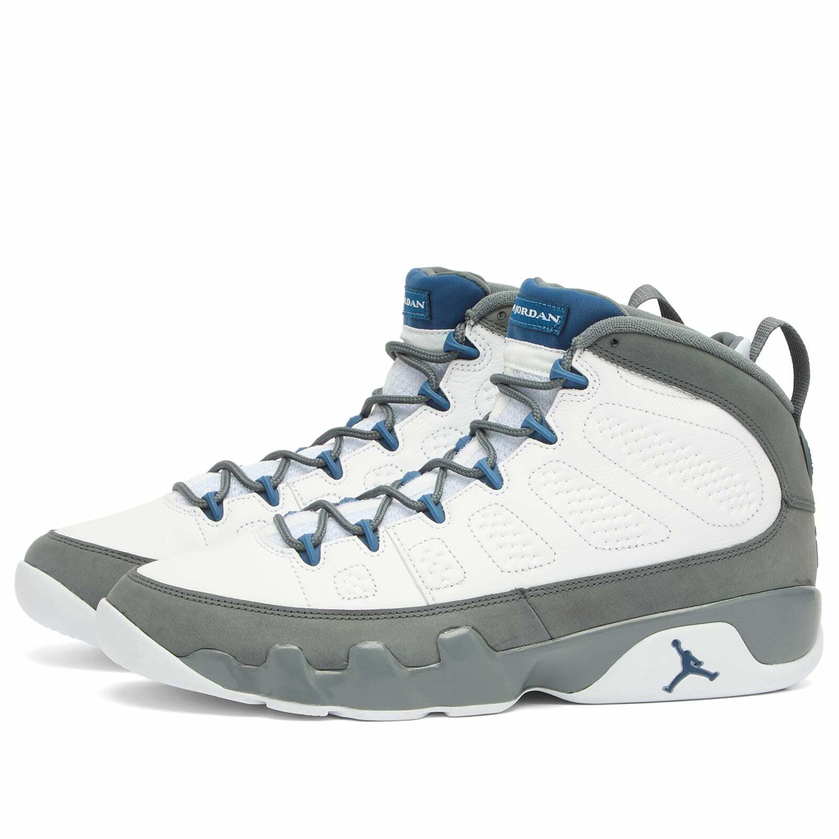 Air Jordan Men's 9 Retro Sneaker in White/Blue/Grey