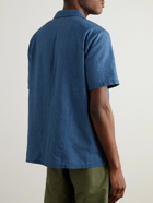 Folk - Camp-Collar Houndstooth Linen and Cotton-Blend Shirt - Blue