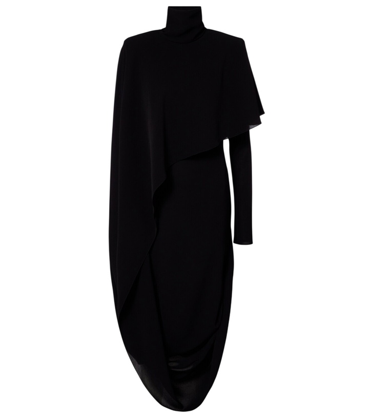 Photo: Mugler Asymmetric caped crêpe midi dress