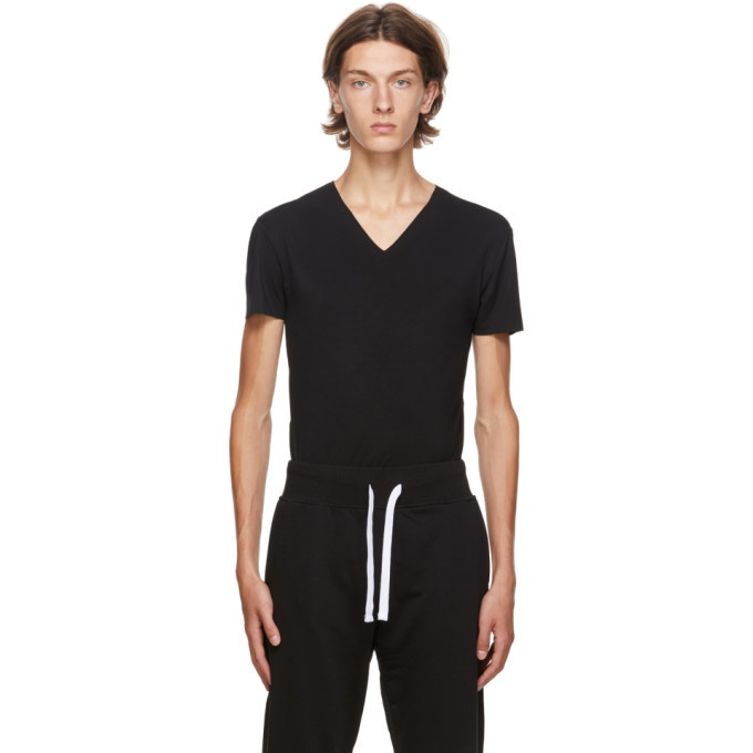 Photo: Ermenegildo Zegna Black V-Neck Seamless T-Shirt