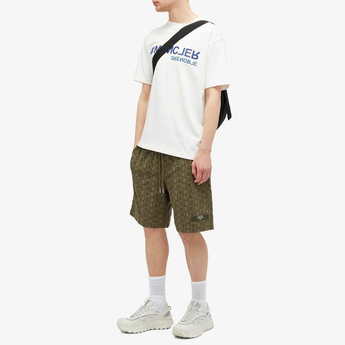 Moncler Men's Towelling Monogram Short in Green